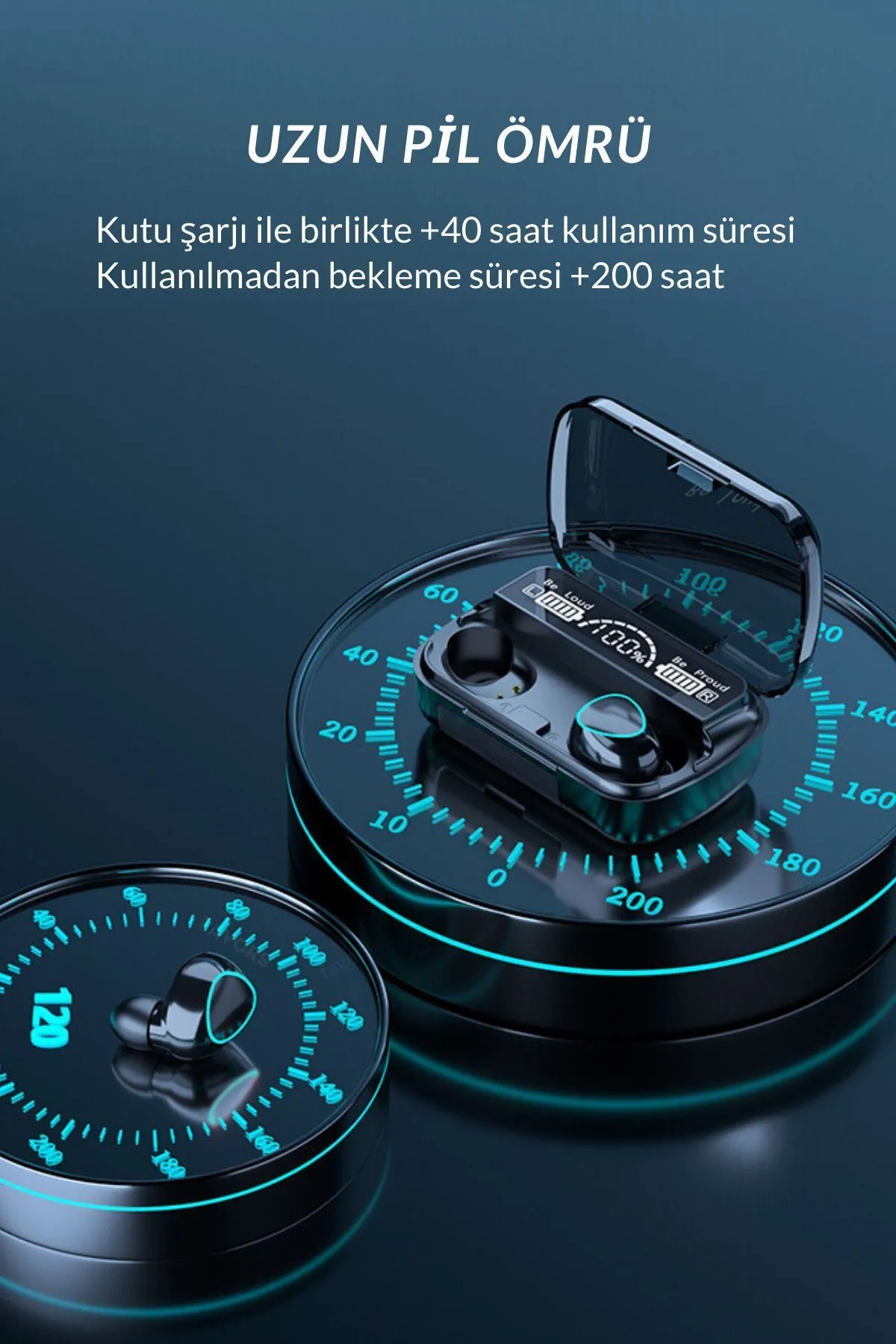 Bilişim Burada M10 Powerbankli Bluetooth Kulaklık Şarj Göstergeli Kulak İçi Kablosuz Mikrofonlu Hi-Fi Kulaklık 